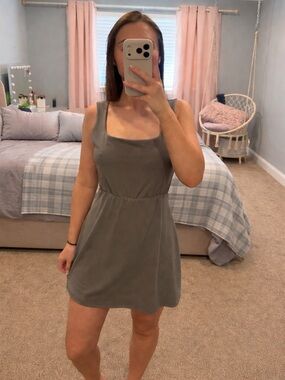 SHEIN Square Neck Sleeveless Mini Dress in Gray